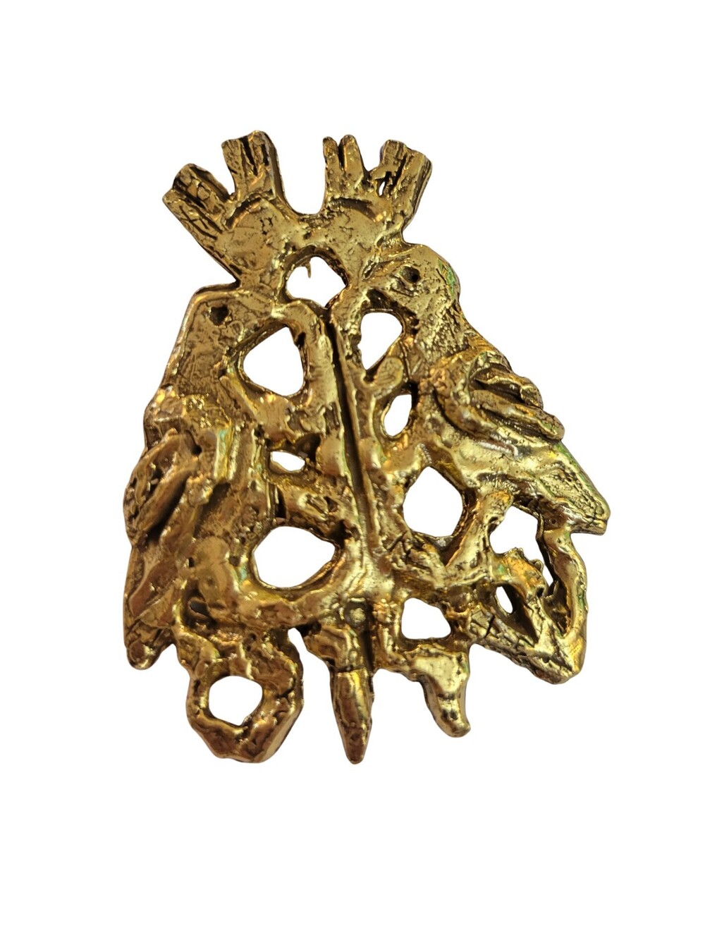Vintage Jacques Lipchitz Modernist Brutalist Peace Dove Bird Brooch Pendant